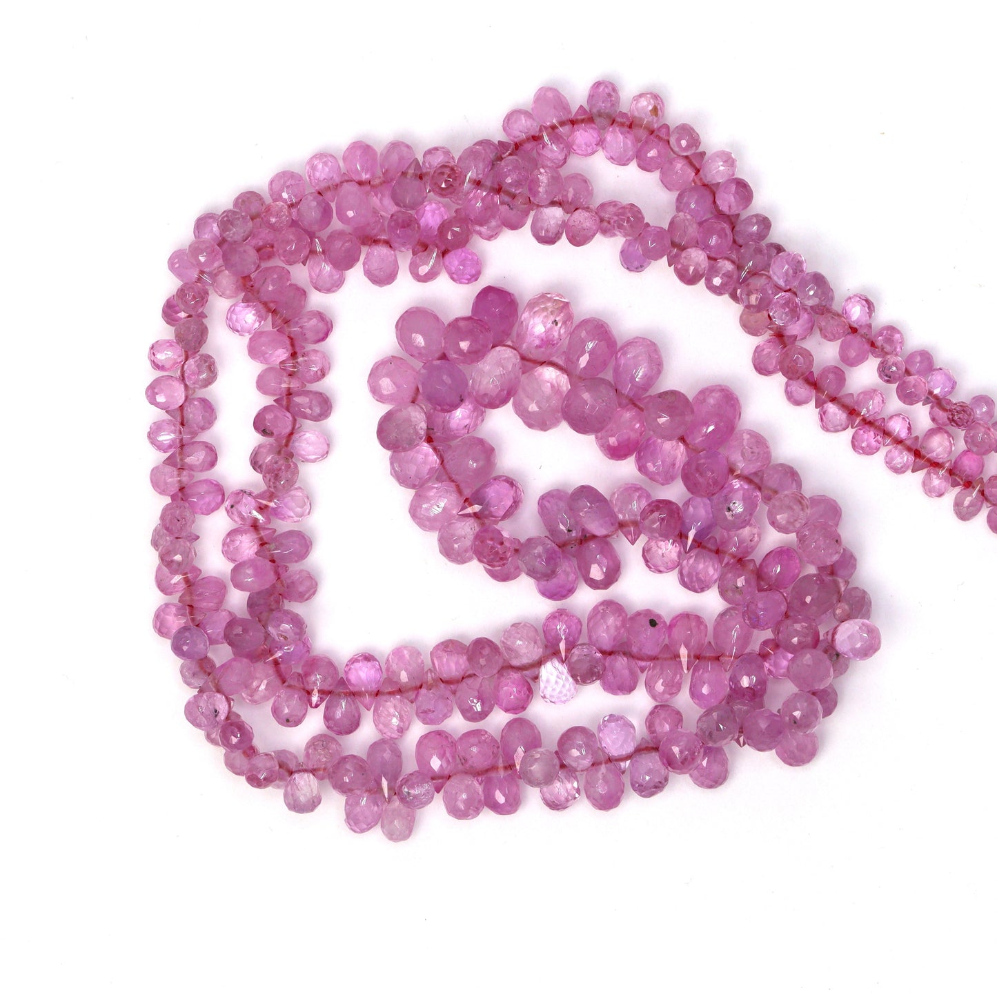 Light Pink Sapphire 4x2mm - 6x4mm Faceted Teardrop Briolettes Bead Strand