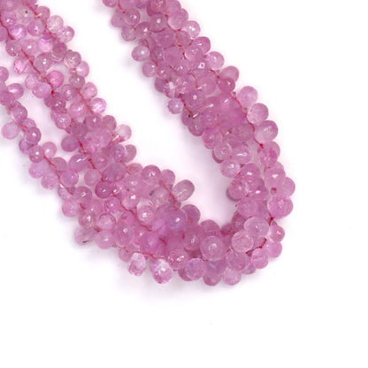 Light Pink Sapphire 5x3mm - 6x4mm Faceted Teardrop Briolettes Bead Strand