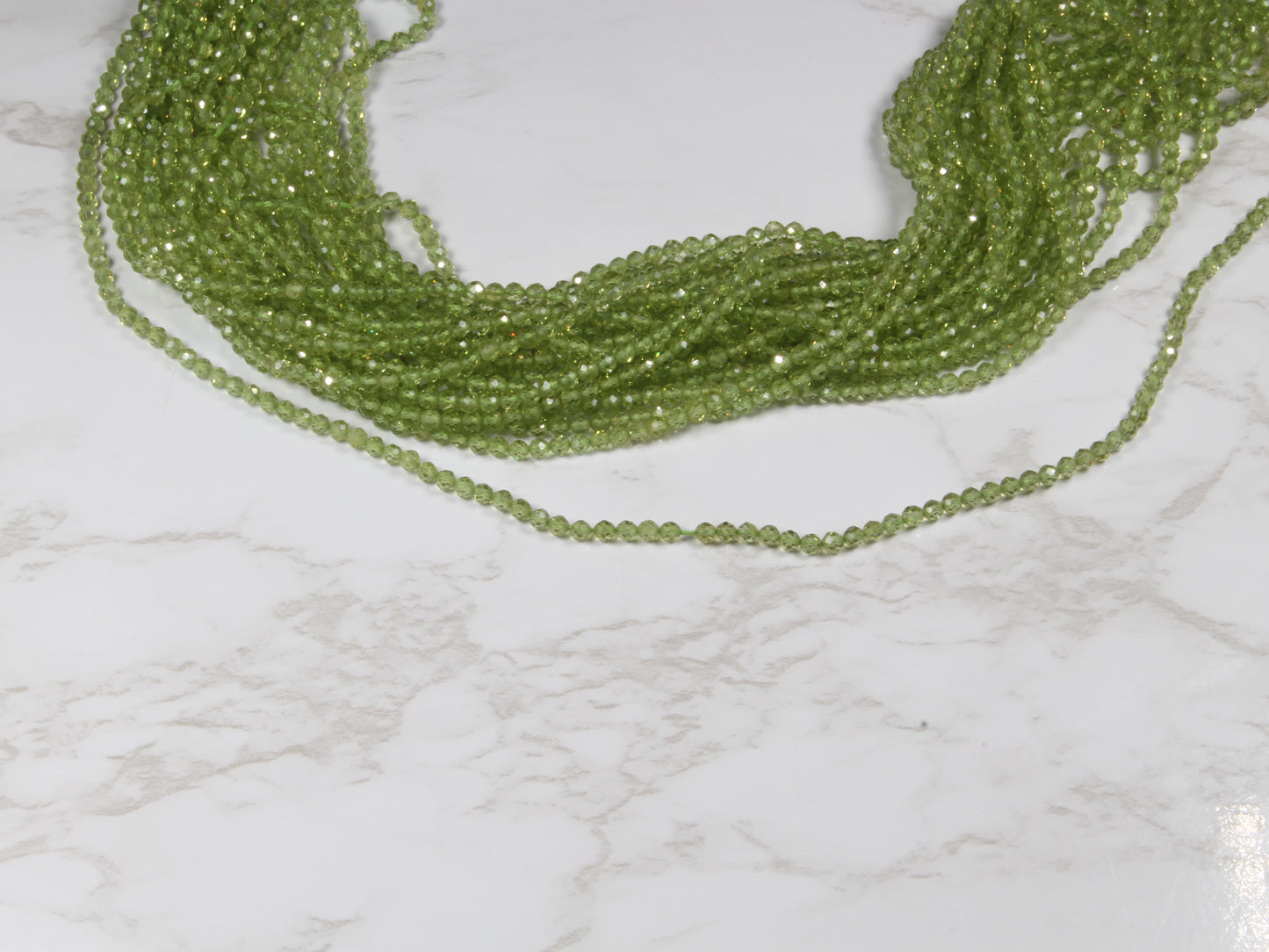 Green Peridot 3mm Faceted Rounds