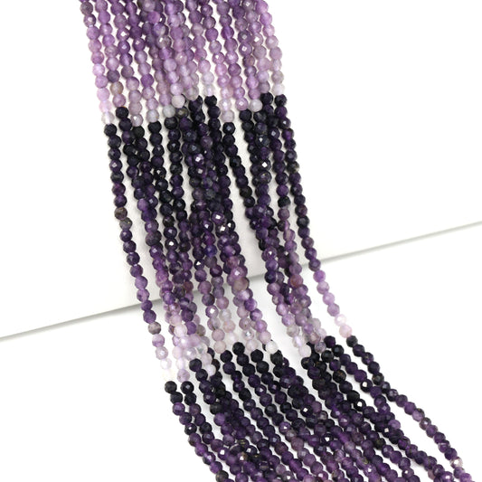 Ombre Purple Sugilite 2mm Faceted Rounds Bead Strand