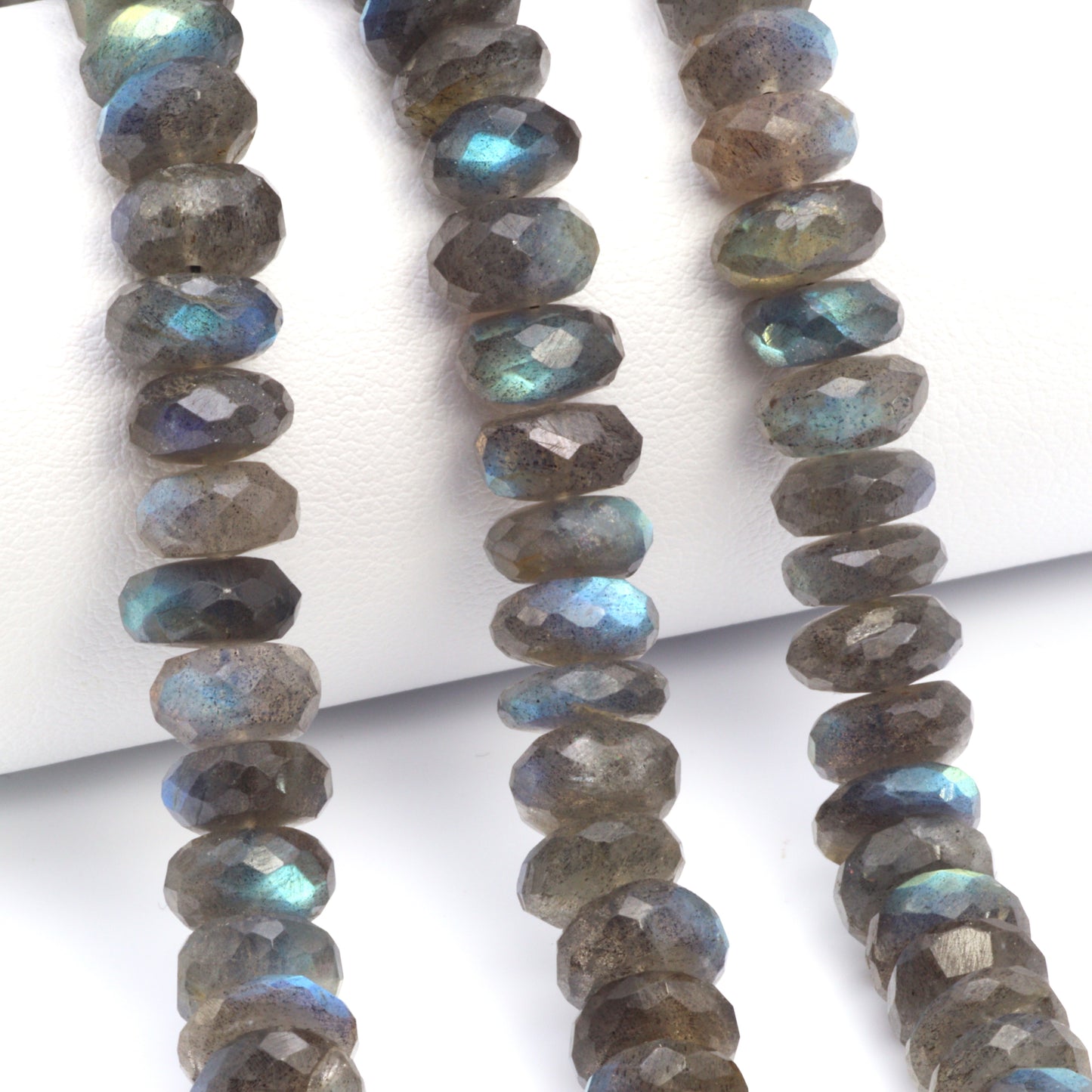 Natural Blue Labradorite 8mm Faceted Rondelles Bead Strand