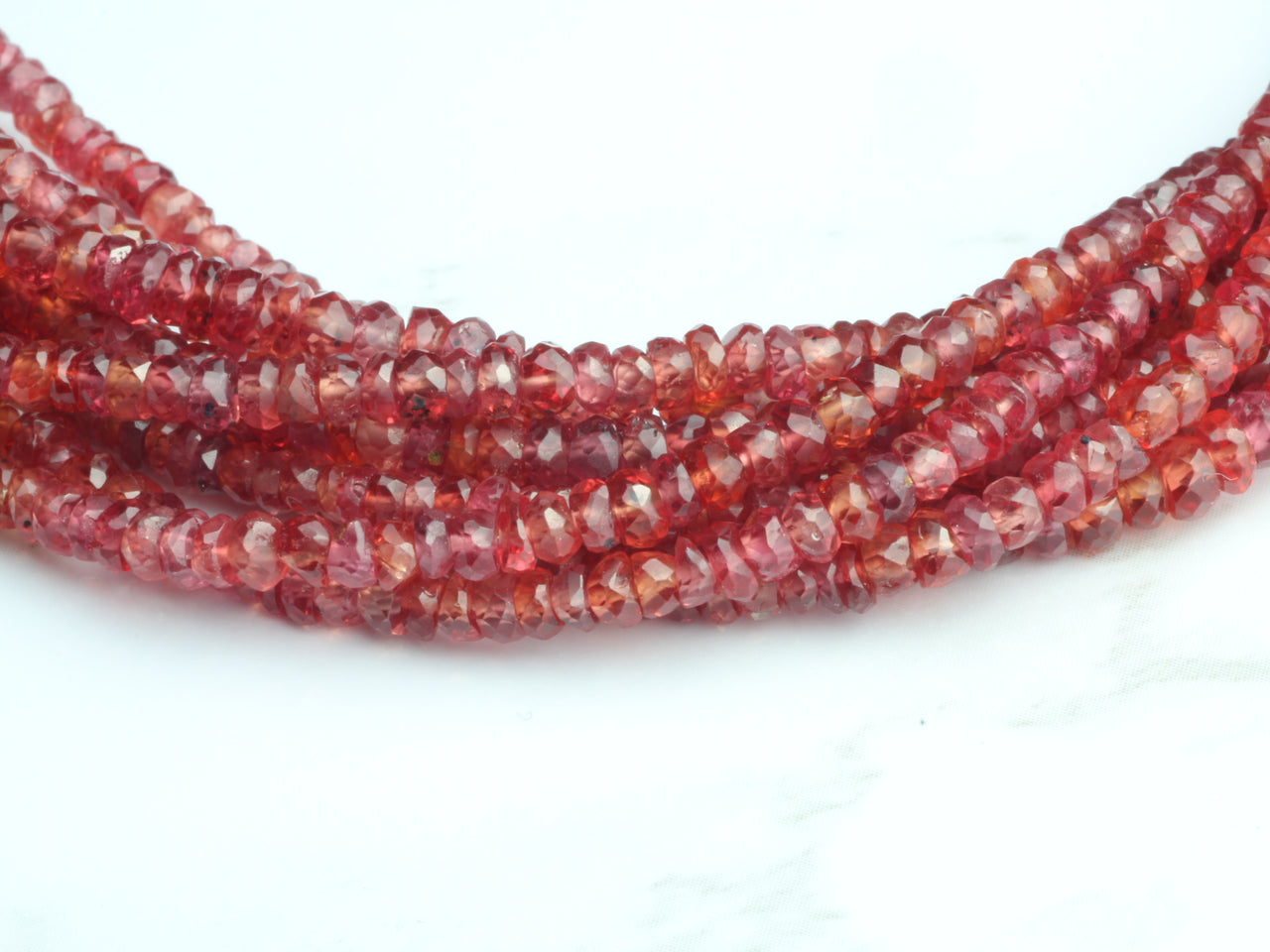 Orange Sapphire 3mm Hand Faceted Rondelles Bead Strand