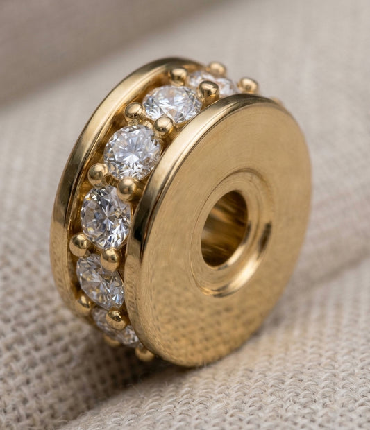 18k Yellow Gold White Diamond 0.06ct Diamond Rondelle finding, alternate view 2