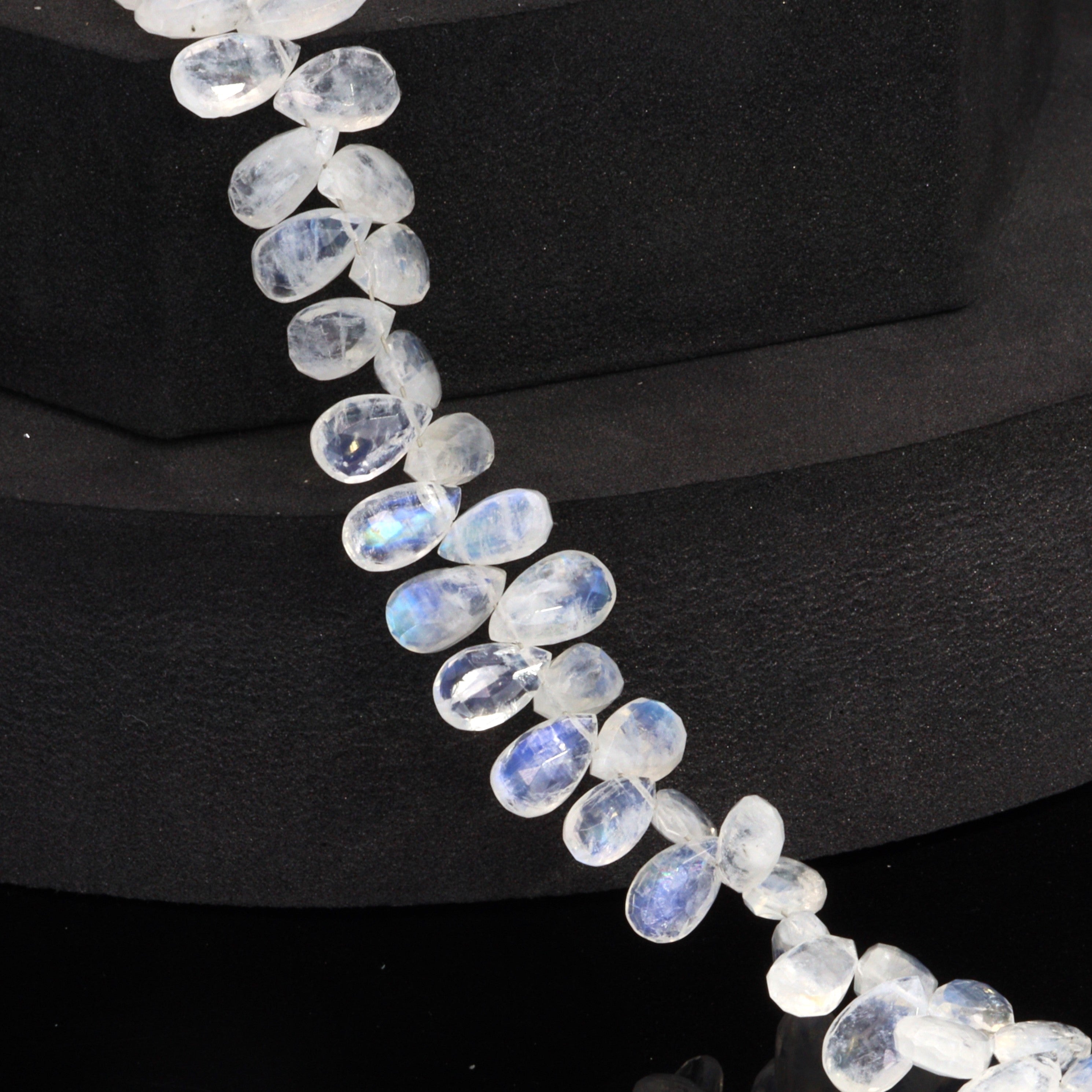 Blue Rainbow Moonstone 9x5mm Faceted Pear Shaped Briolettes 8