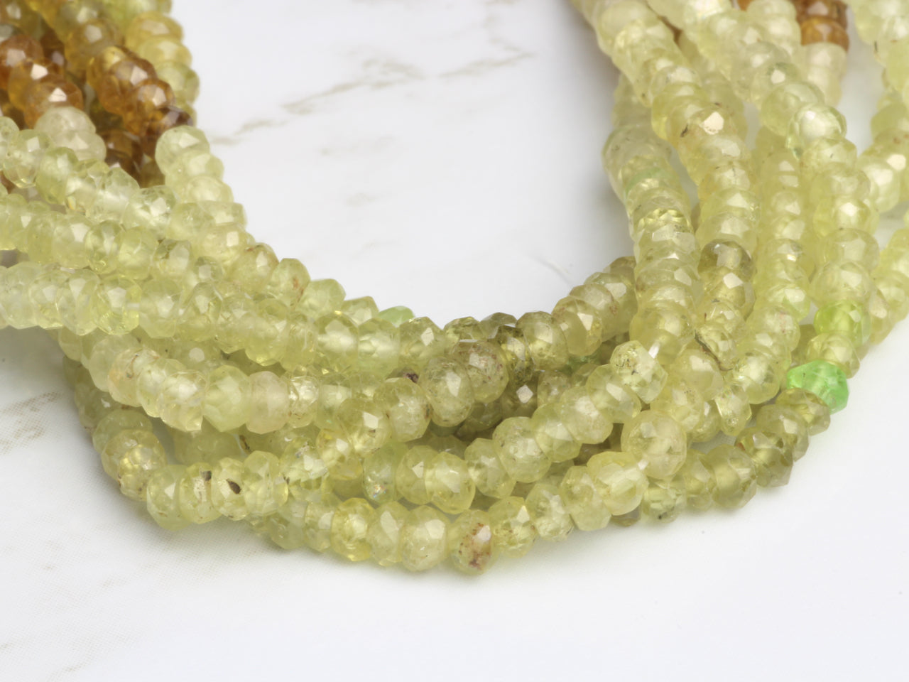 Ombre Green Grossular Garnet 3mm Faceted Rondelles