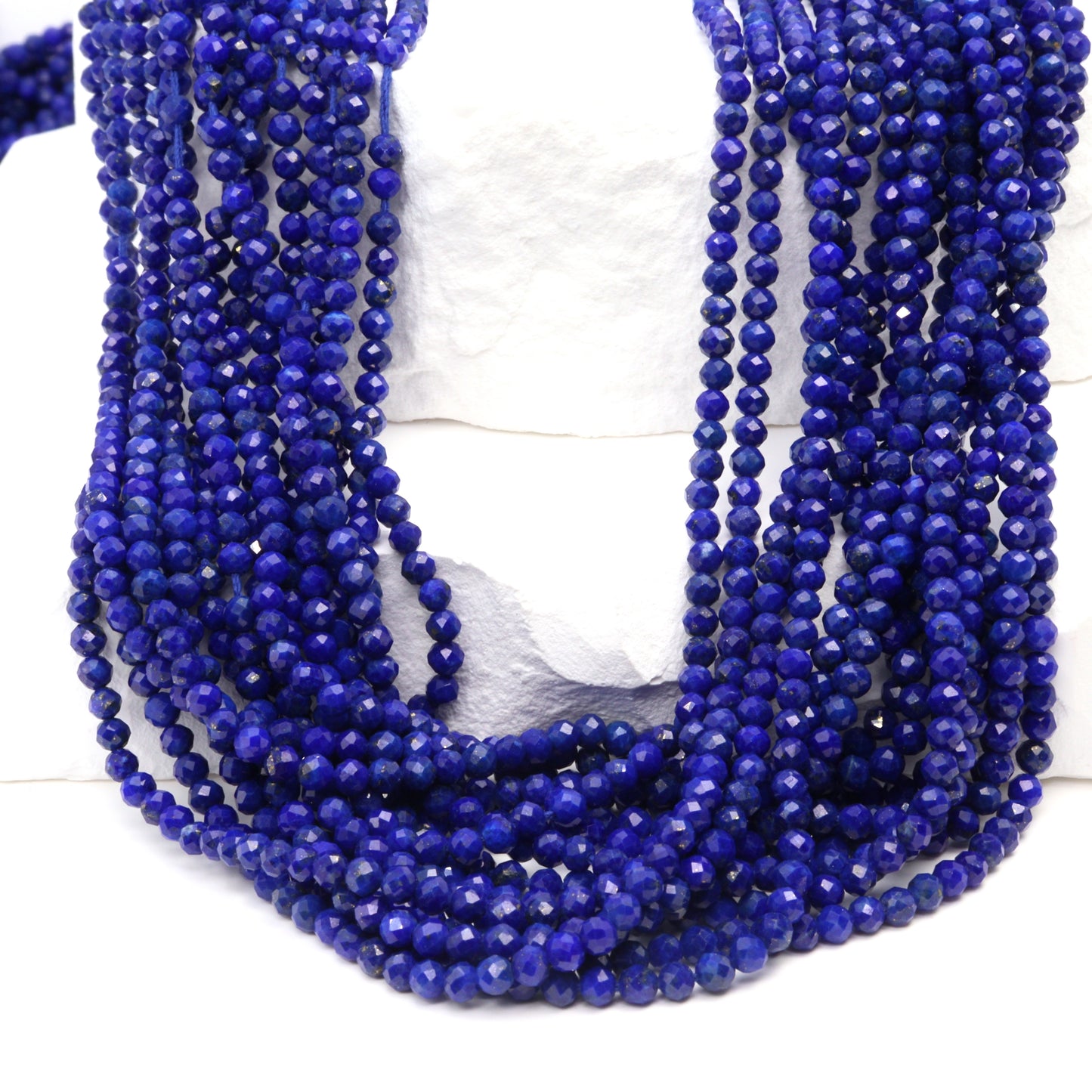 Royal Blue Lapis Lazuli 2.5mm Faceted Rounds Bead Strand