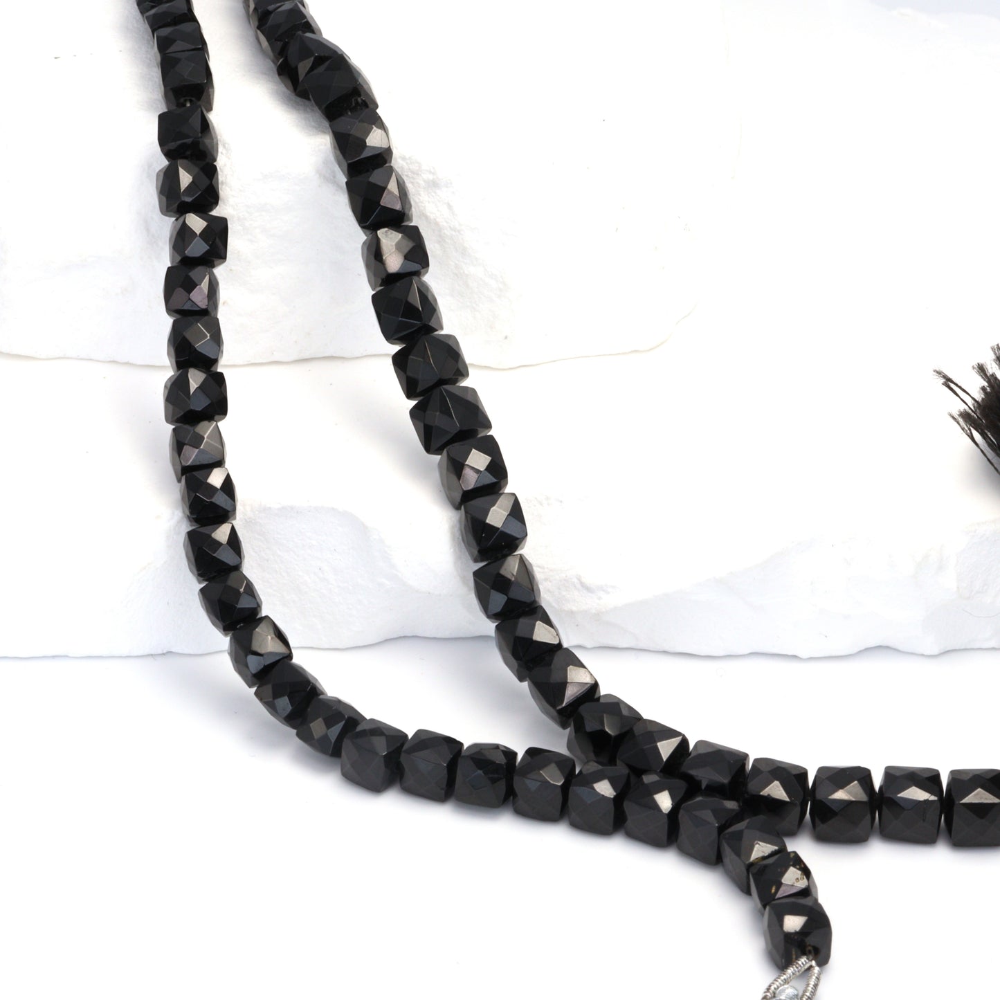 Black Spinel 6mm Faceted Cubes