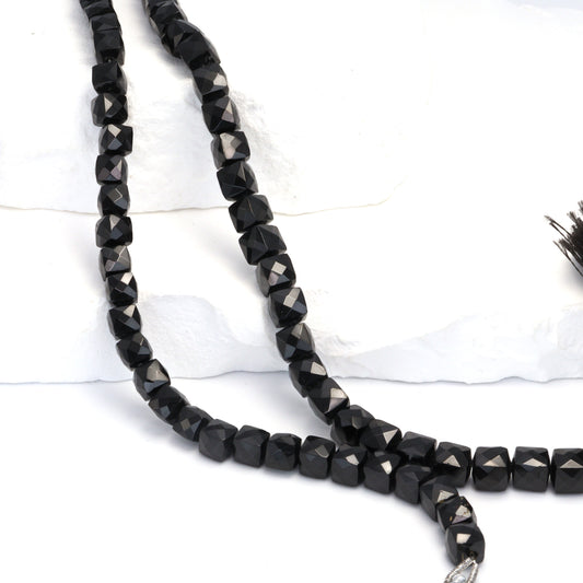 Black Spinel 6mm Faceted Cubes