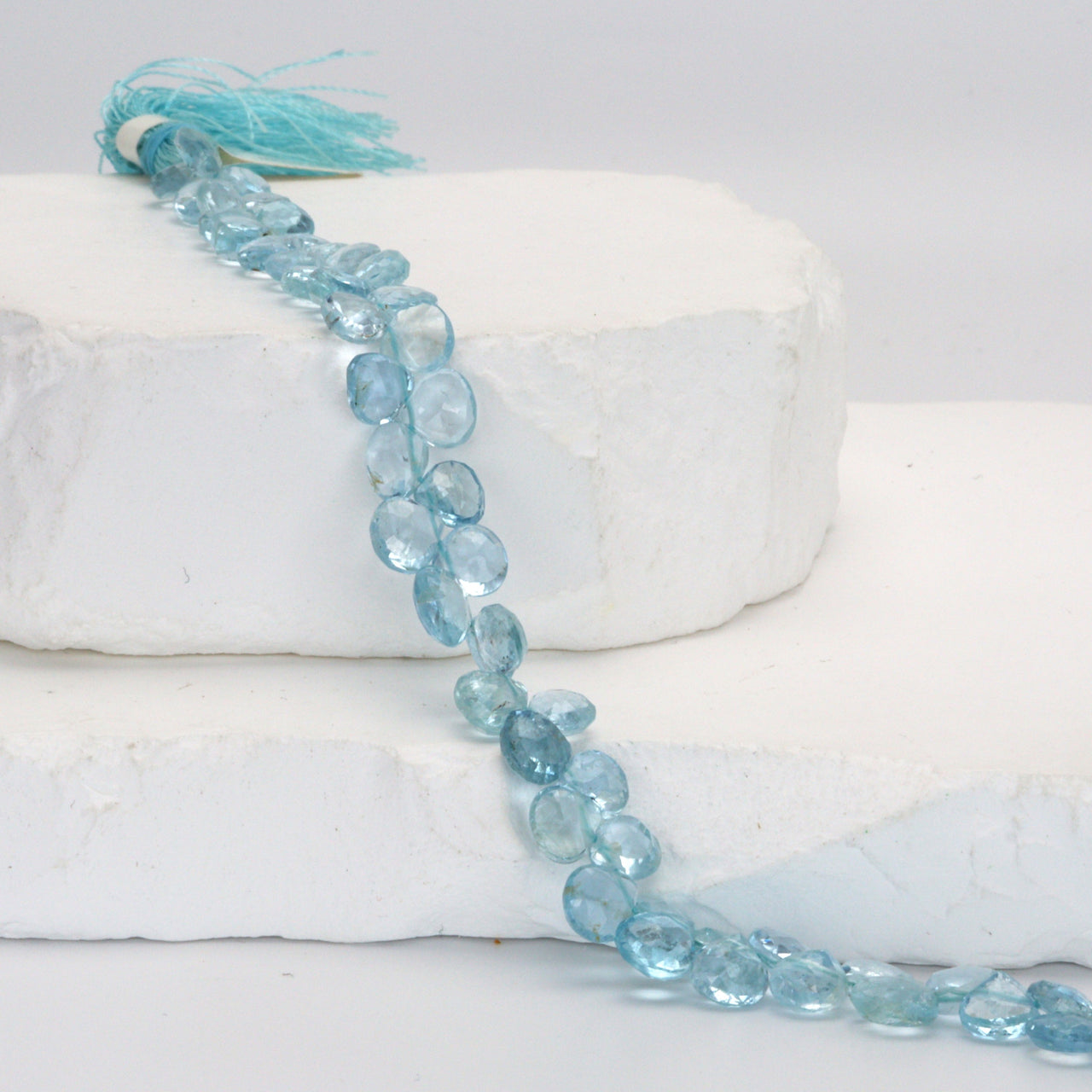 Blue Aquamarine 6mm Faceted Heart Shaped Briolettes