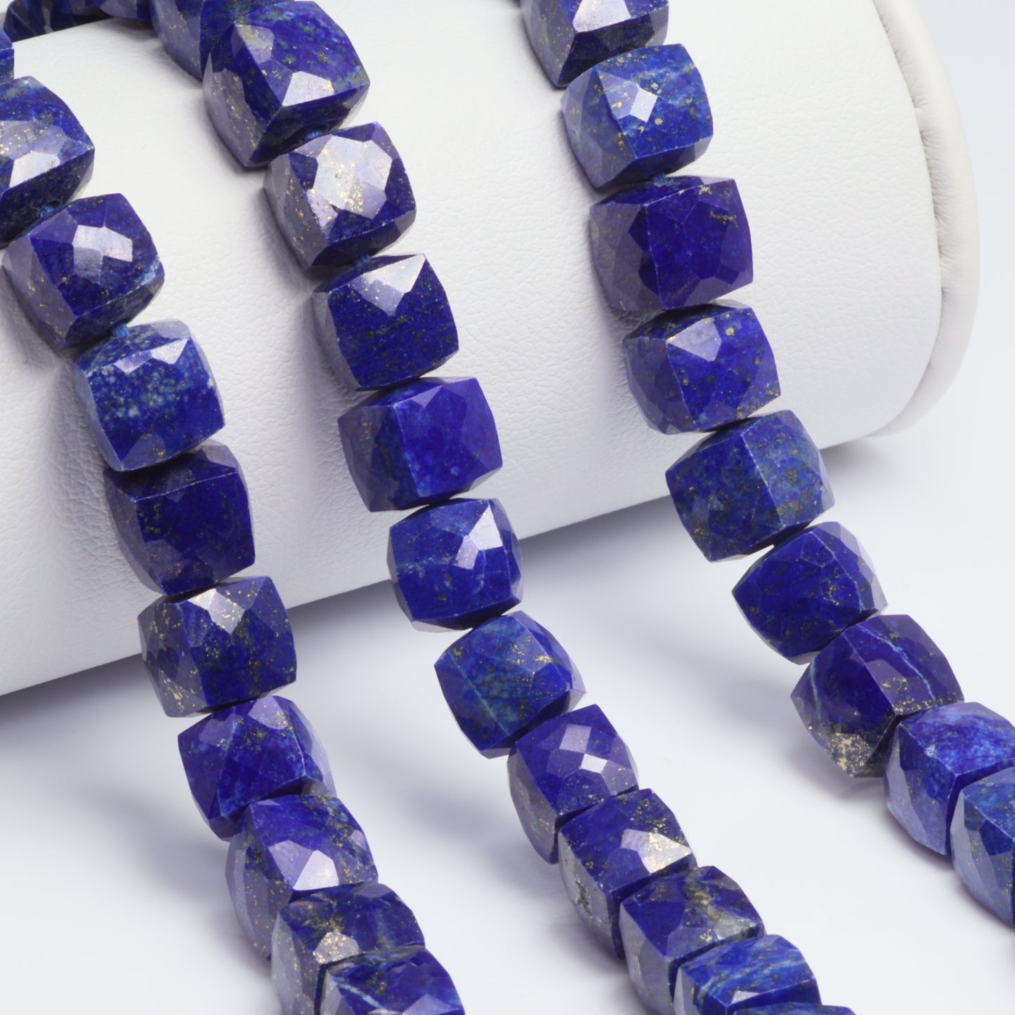 Royal Blue Lapis Lazuli 8mm Faceted Cubes Bead Strand