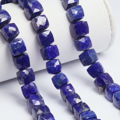 Royal Blue Lapis Lazuli 8mm Faceted Cubes Bead Strand
