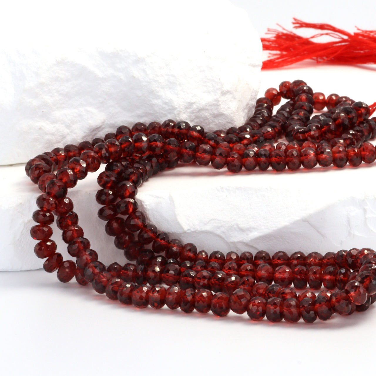 Red Garnet 5mm Faceted Rondelles Bead Strand