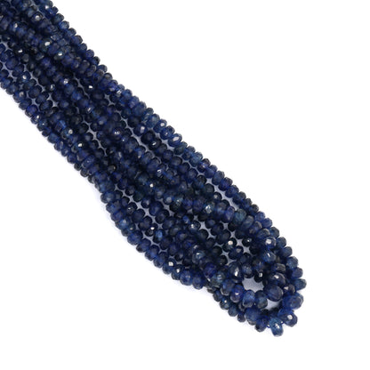 Royal Blue Sapphire 2.5mm - 4mm Hand Faceted Rondelles Bead Strand