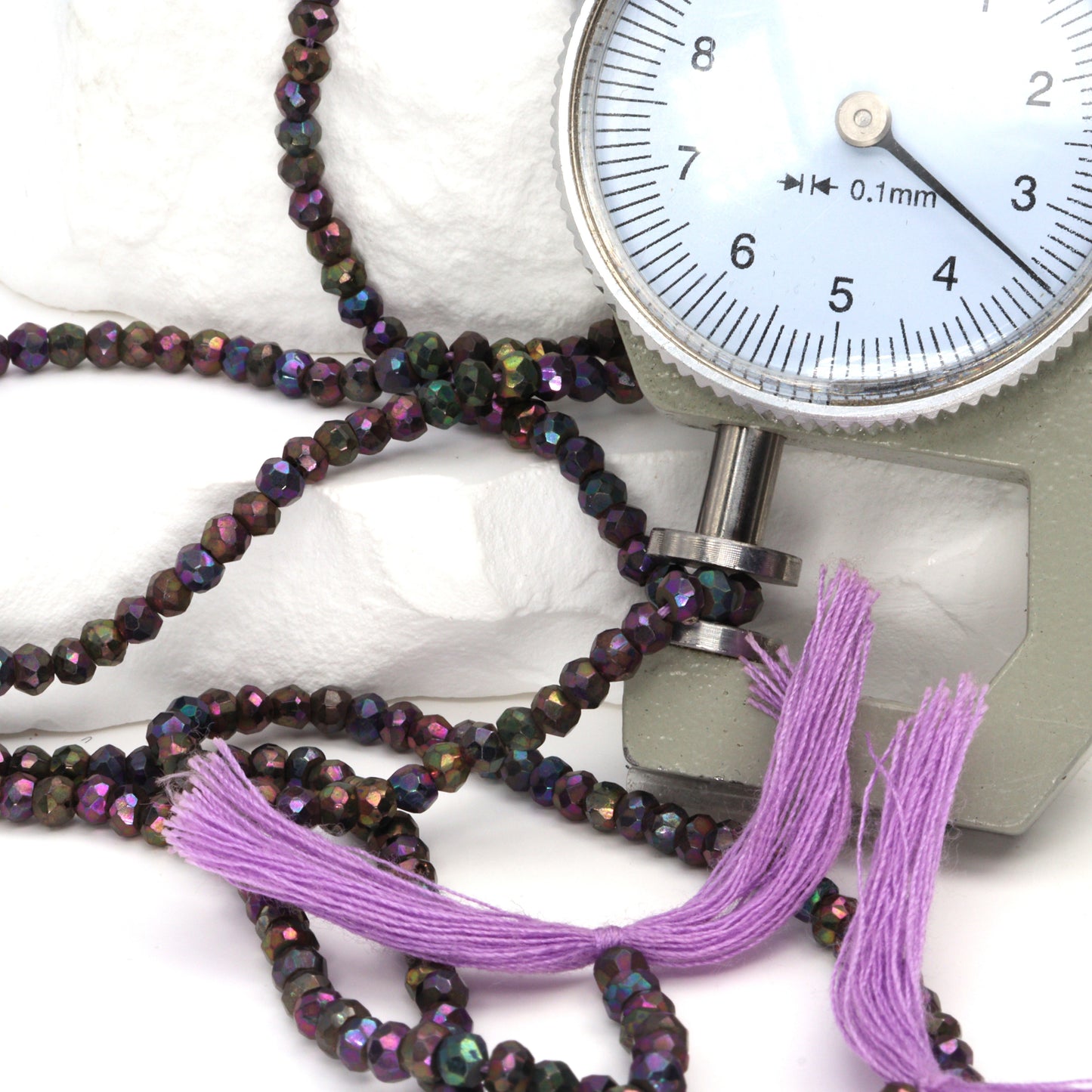 Purple Coated Black Spinel 3mm Faceted Rondelles