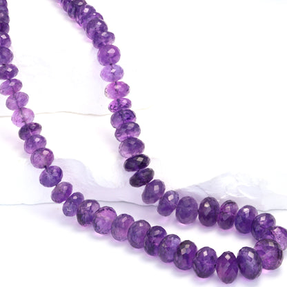 Purple Amethyst 7mm - 11mm Faceted Rondelles Bead Strand