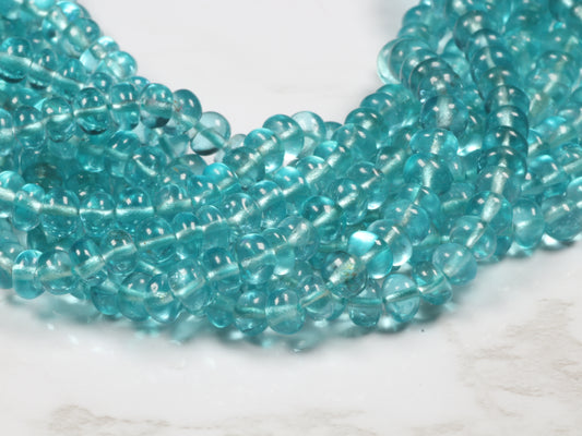 Sea Blue Apatite 4.5mm Smooth Rondelles Bead Strand