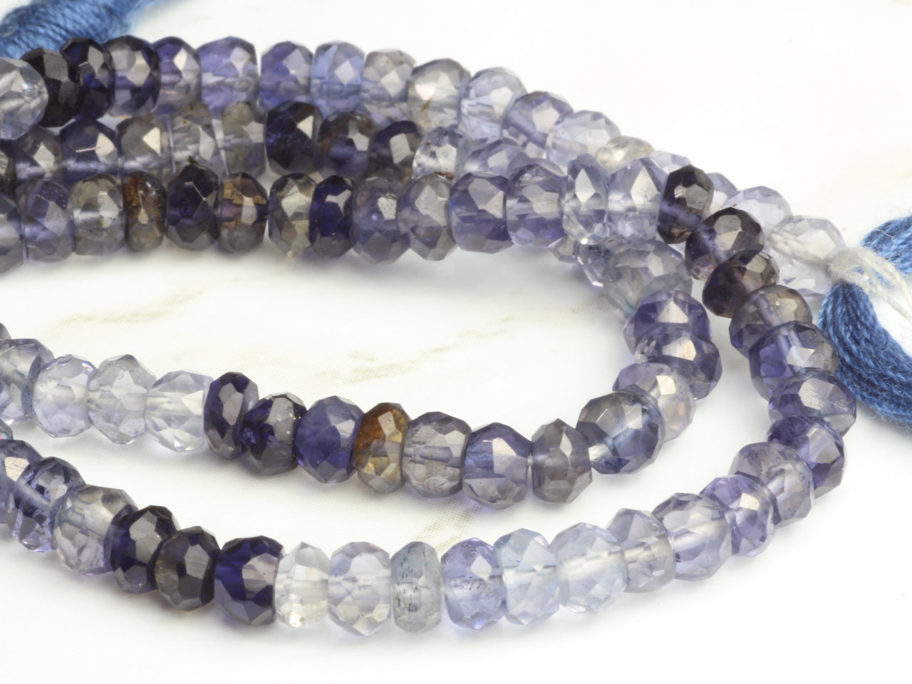 Ombre Iolite 4mm Faceted Rondelles