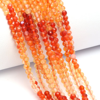 Ombre Orange Mexican Fire Opal 3mm Faceted Rounds Bead Strand