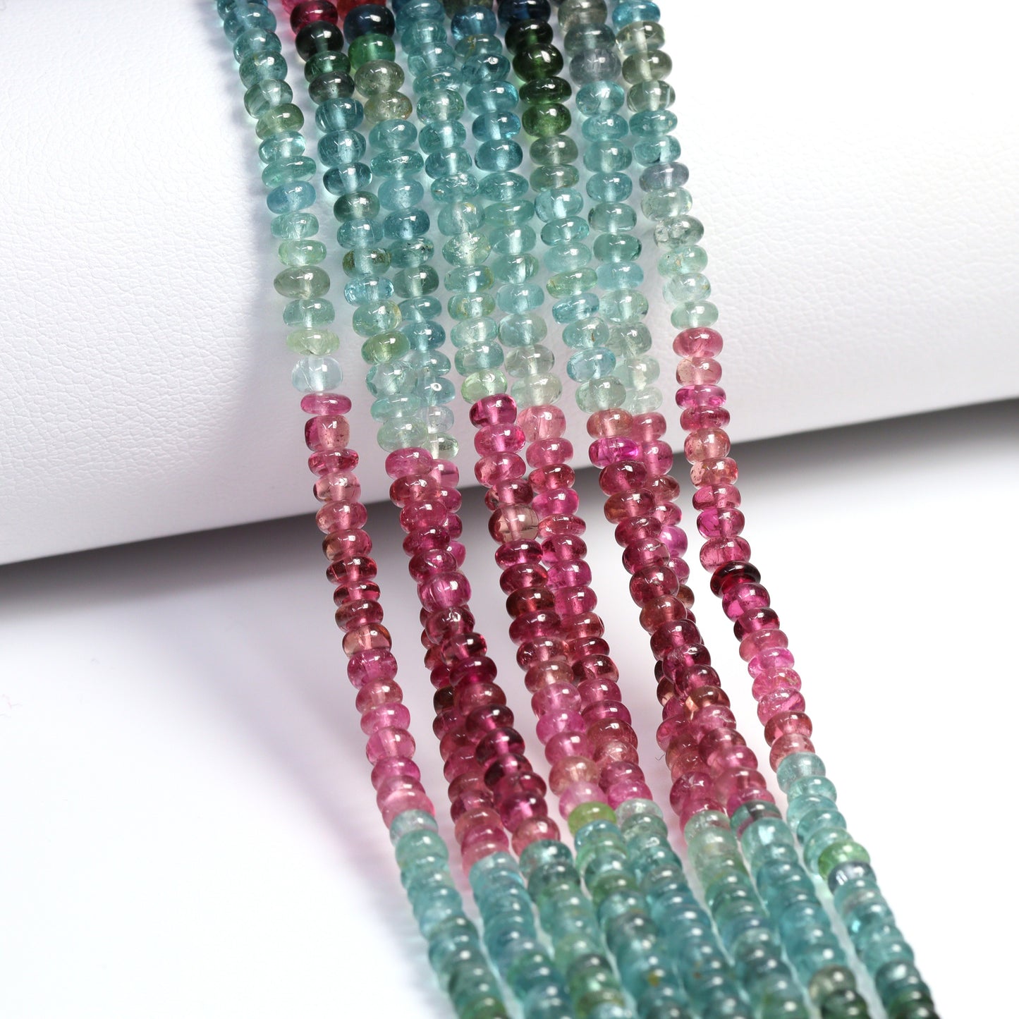 Watermelon Tourmaline 3.5mm Smooth Rondelles Bead Strand