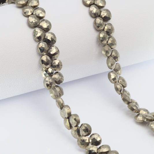 Natural Pyrite 5mm Faceted Heart Shaped Briolettes