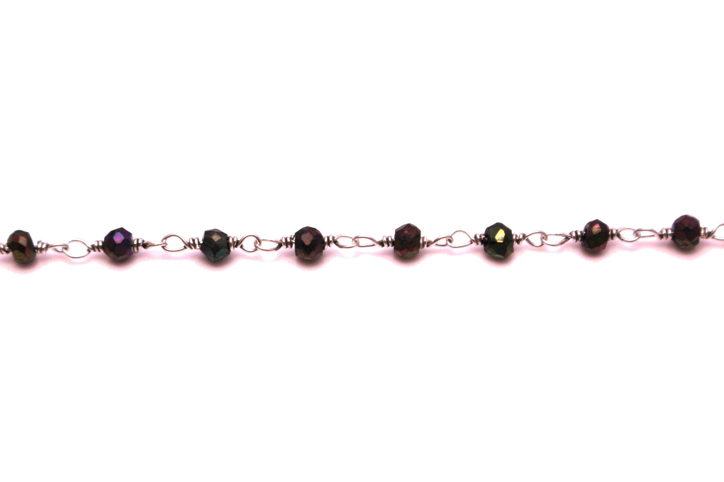 Coated Rhodolite Garnet 3mm Faceted Rondelles Rosary Chain Sterling Silver Wire Wrap Chain by the Foot