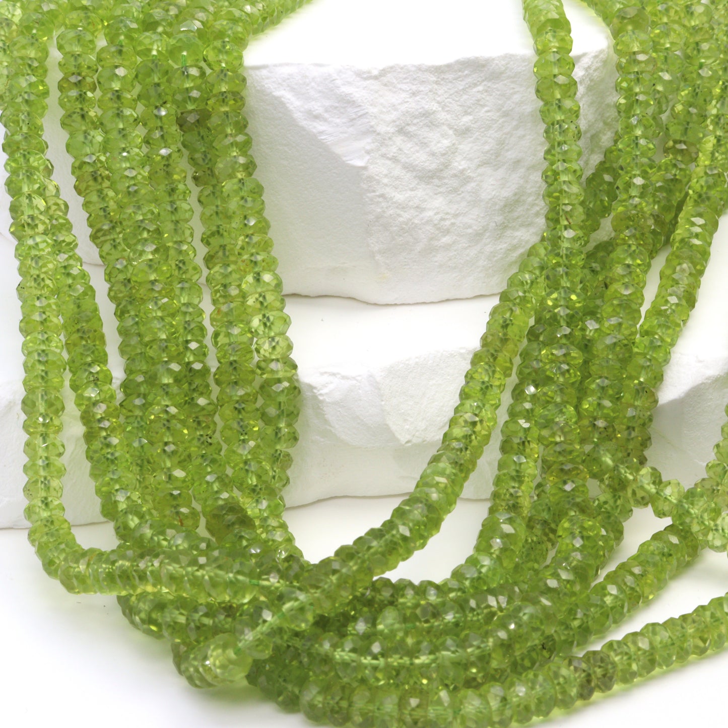 Green Peridot 4.5mm Faceted Rondelles Bead Strand