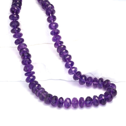 Purple Amethyst 8mm Faceted Rondelles Bead Strand
