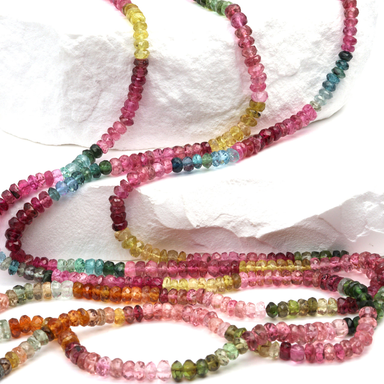 Watermelon Tourmaline 3.5mm Hand Faceted Rondelles Bead Strand
