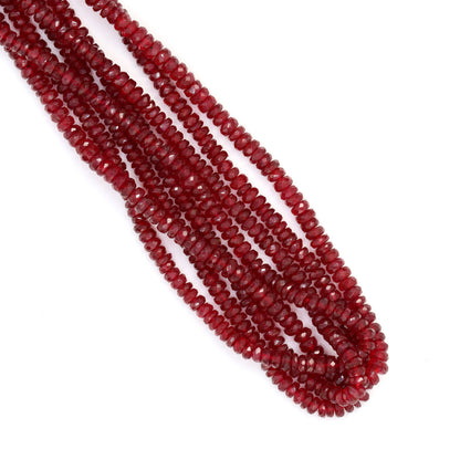 Red Ruby 3mm Hand Faceted Rondelles Bead Strand