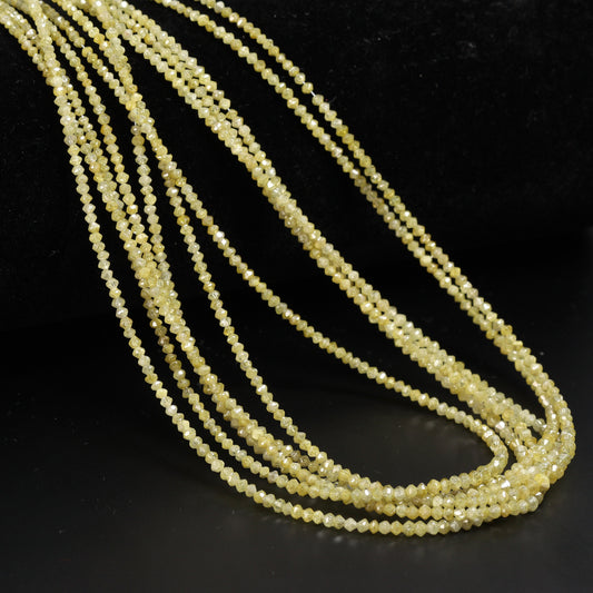 Yellow Diamond 2mm – 2.2mm Hand Faceted Rondelles Bead Strand