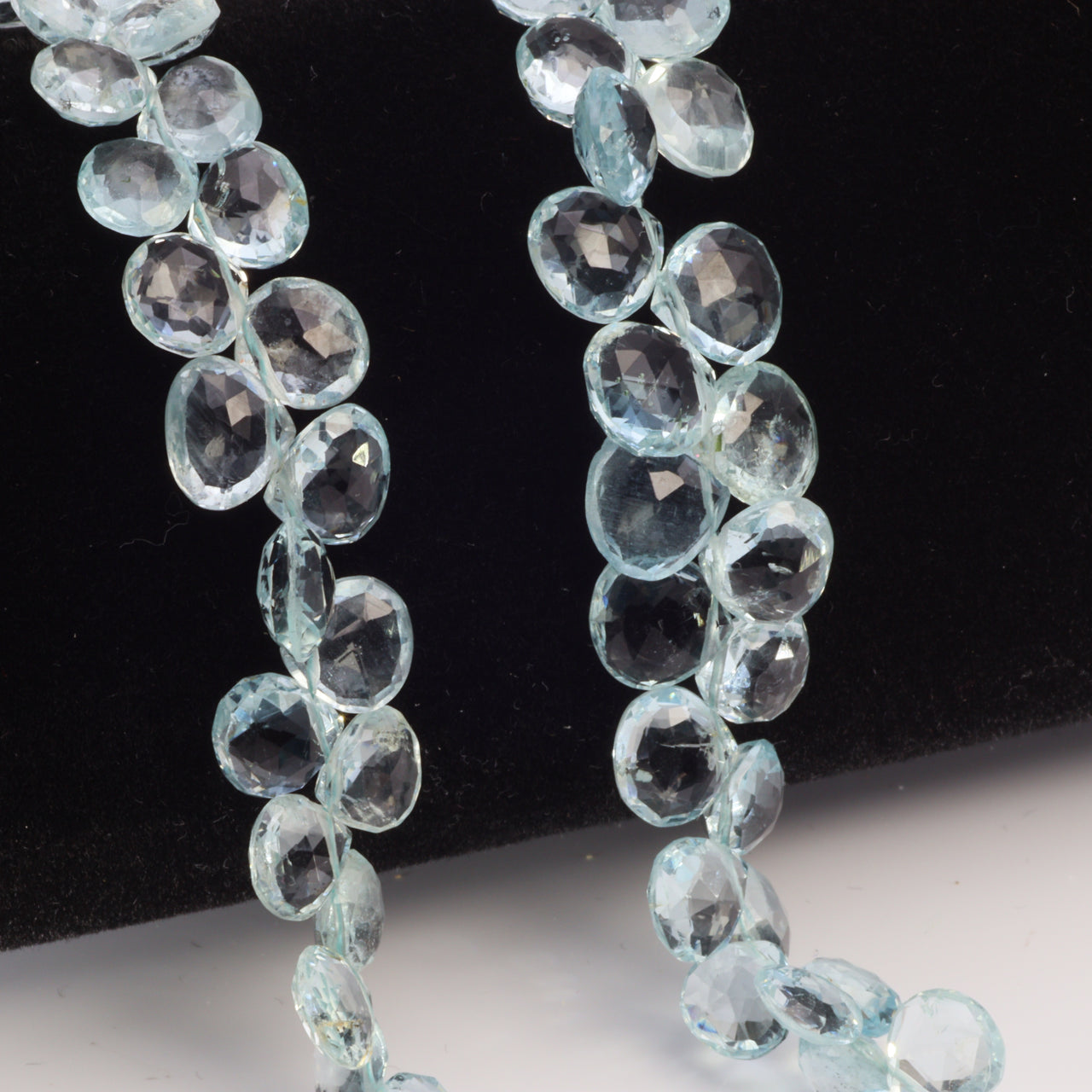 Blue Aquamarine 7mm Faceted Heart Shaped Briolettes