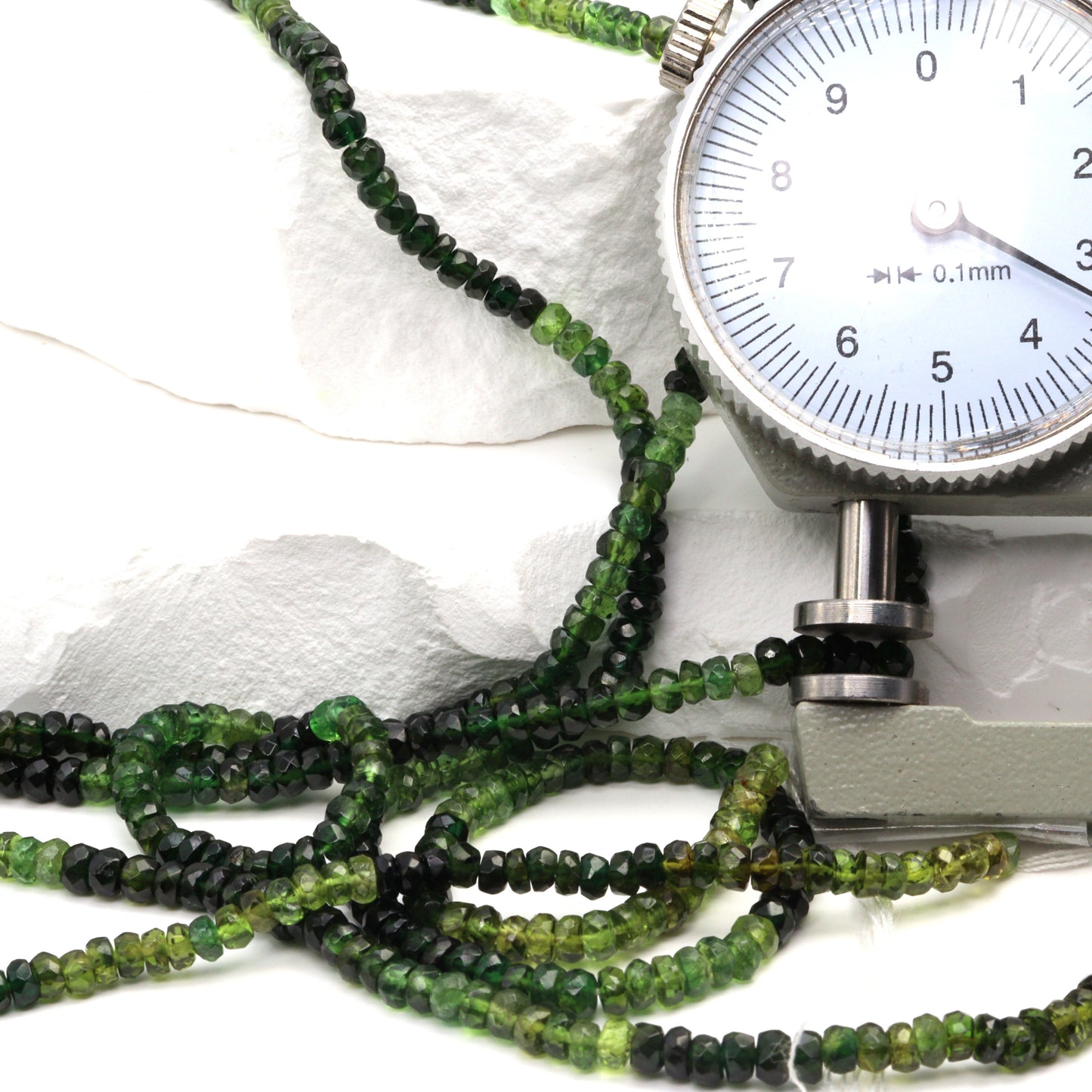 Ombre Green Tourmaline 3.5mm Faceted Rondelles