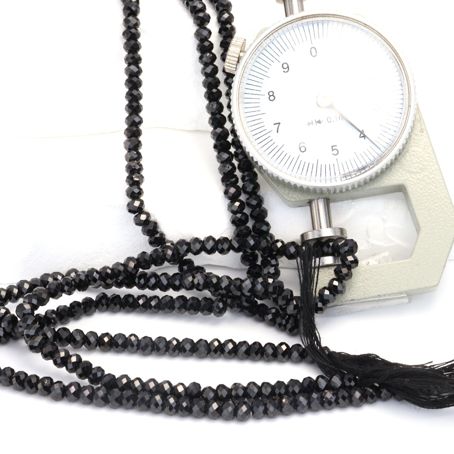 Black Spinel 4mm Faceted Rondelles Bead Strand