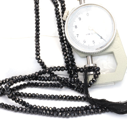 Black Spinel 4mm Faceted Rondelles Bead Strand