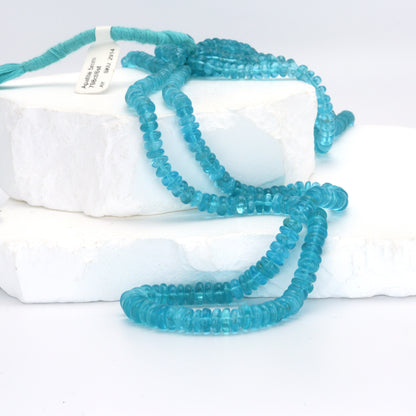 AA Sea Blue Apatite 5mm - 6.5mm Smooth Rondelles Bead Strand