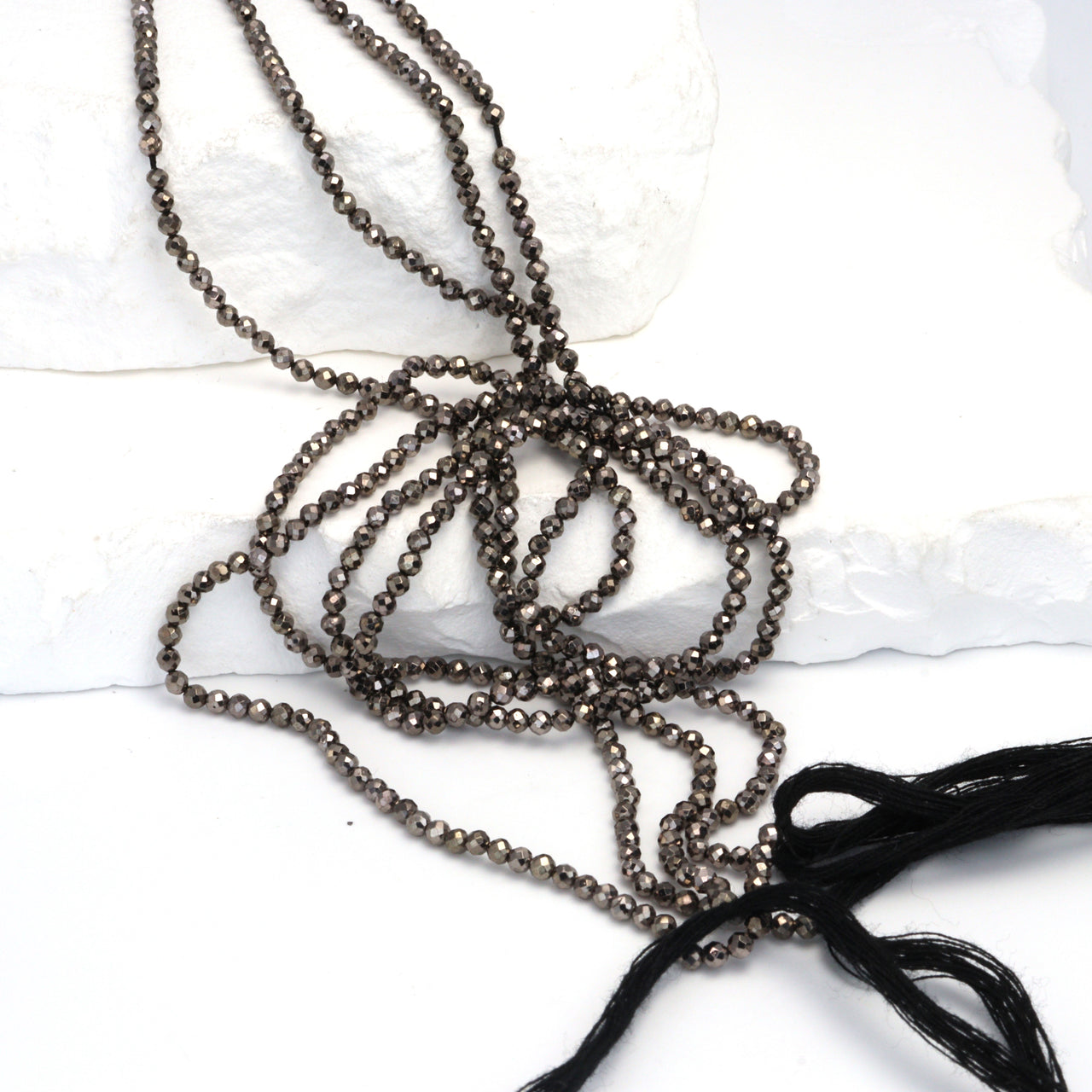 Gunmetal Plated Pyrite 2.5mm Faceted Rounds Bead Strand