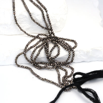 Gunmetal Plated Pyrite 2.5mm Faceted Rounds Bead Strand