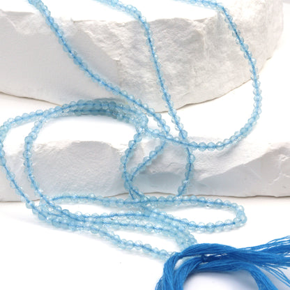 Blue Milky Aquamarine 2.5mm Faceted Rounds Bead Strand