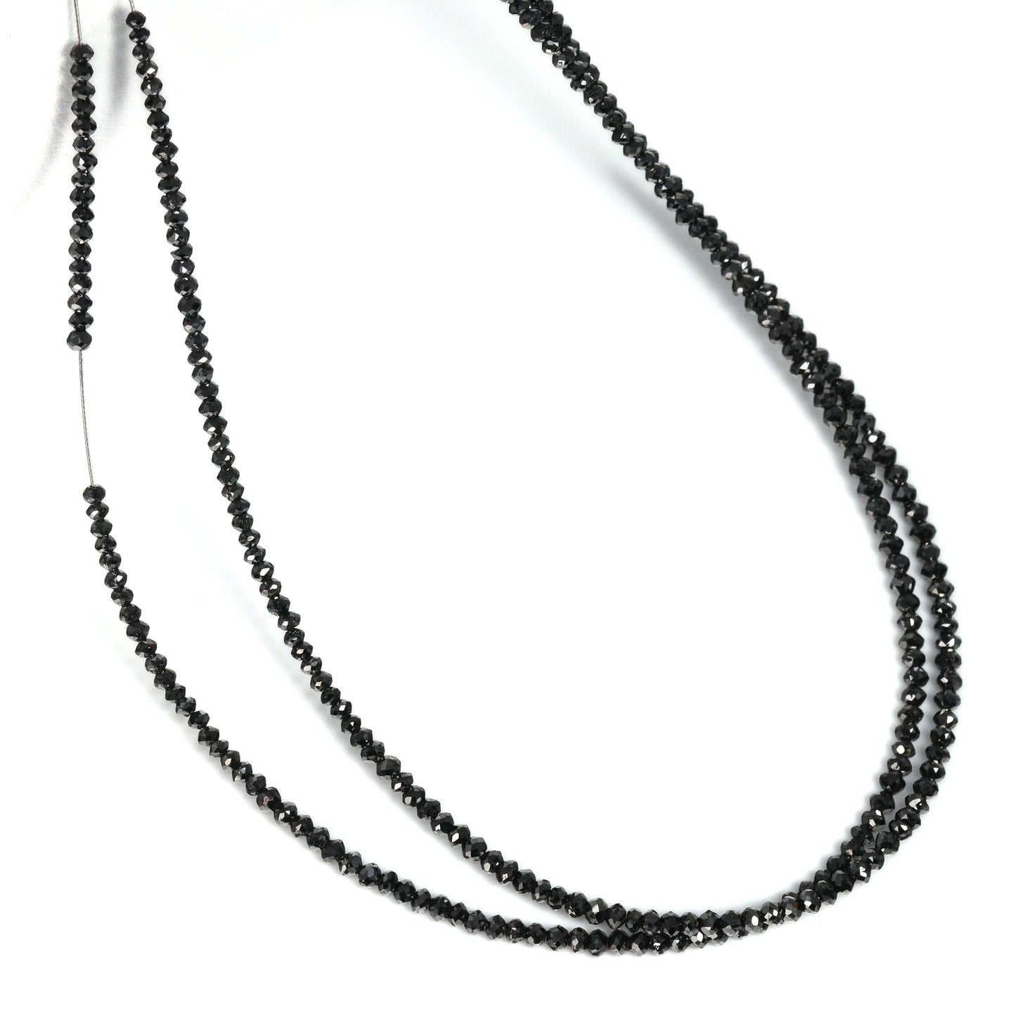 Black Diamond 2.5mm – 2.7mm Hand Faceted Rondelles Bead Strand