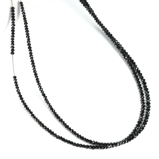 Black Diamond 2.5mm – 2.7mm Hand Faceted Rondelles Bead Strand
