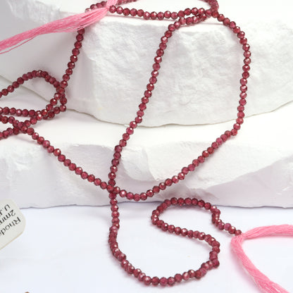 Rhodolite Garnet 2mm Faceted Rounds Bead Strand