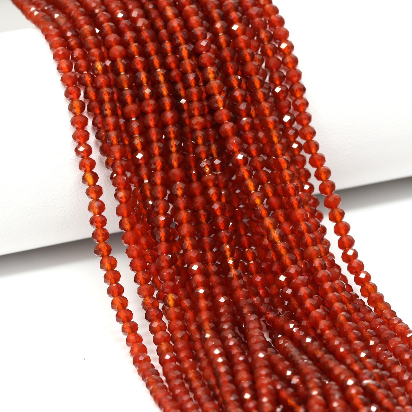 Red Carnelian 3mm Faceted Rondelles Bead Strand
