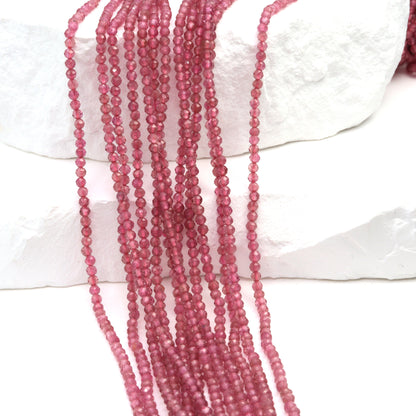 Pink Tourmaline 2mm Faceted Rounds Bead Strand