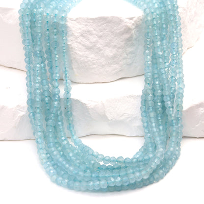 Blue Milky Aquamarine 3mm Faceted Rondelles Bead Strand