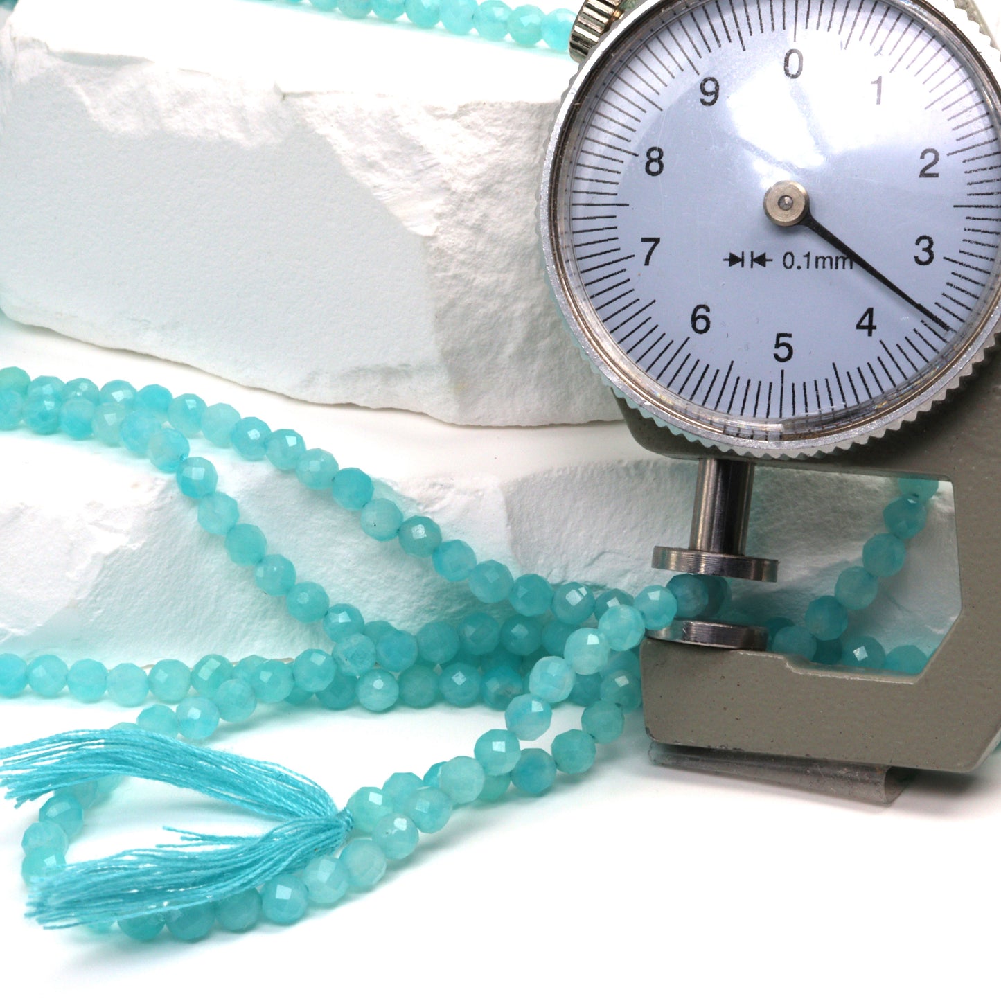 Blue Amazonite 3.5mm Faceted Rounds Bead Strand