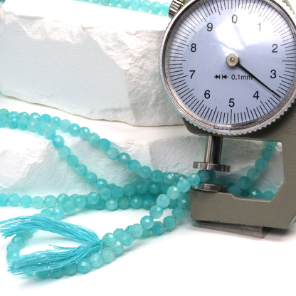 Blue Amazonite 3.5mm Faceted Rounds Bead Strand