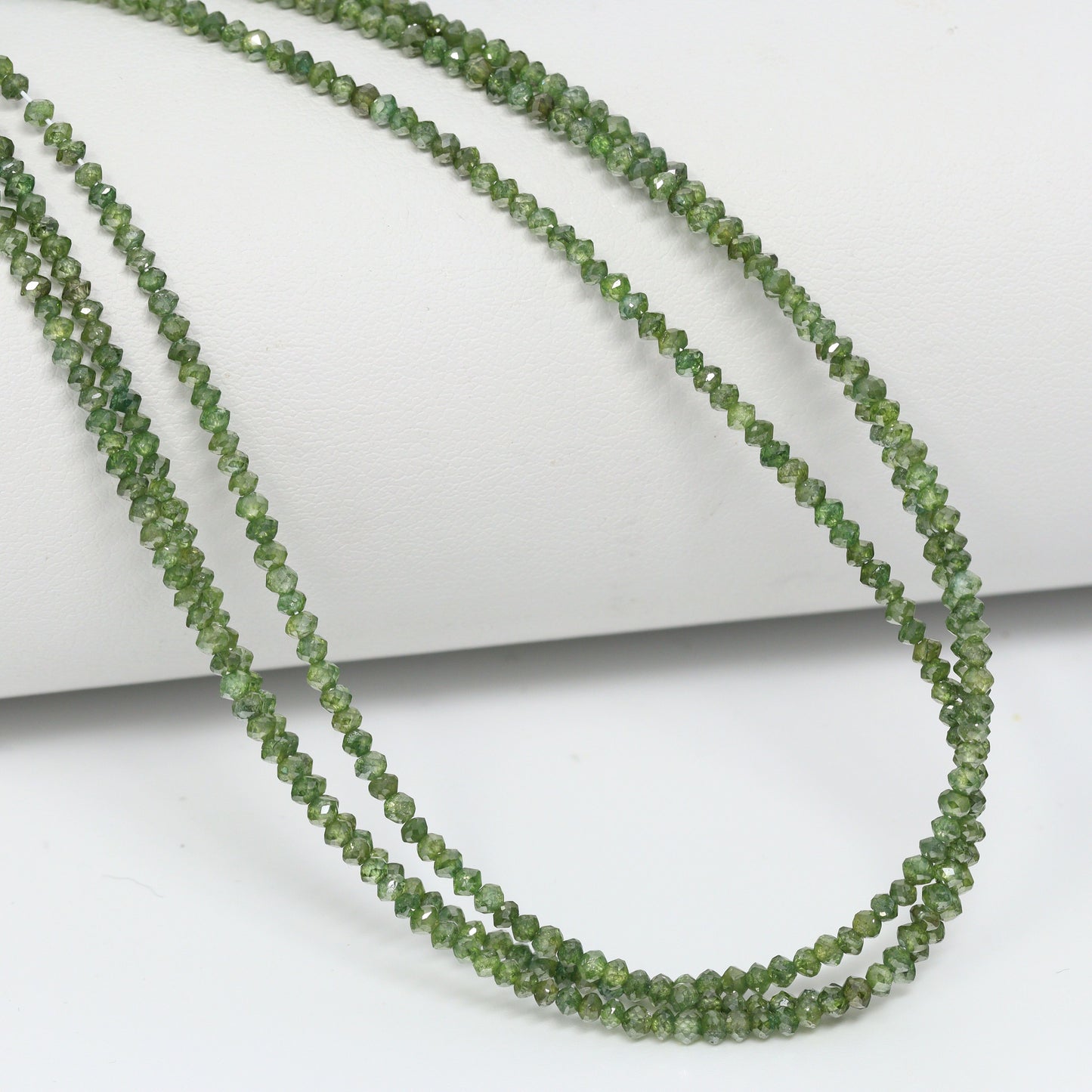 Green Diamond 2.2mm Hand Faceted Rondelles Bead Strand