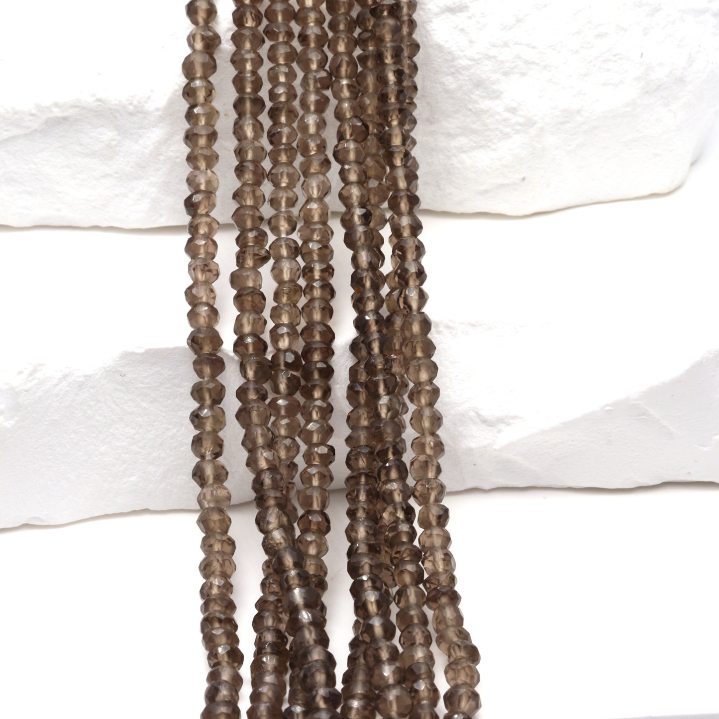 Brown Smoky Quartz 3mm Faceted Rondelles