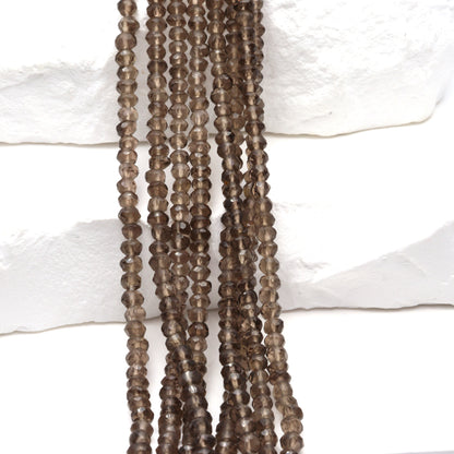 Brown Smoky Quartz 3mm Faceted Rondelles