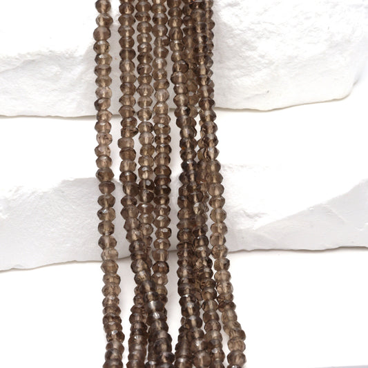 Brown Smoky Quartz 3mm Faceted Rondelles